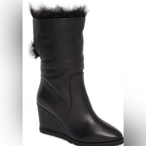Taryn Rose Black‎ Winter Wedge Boots